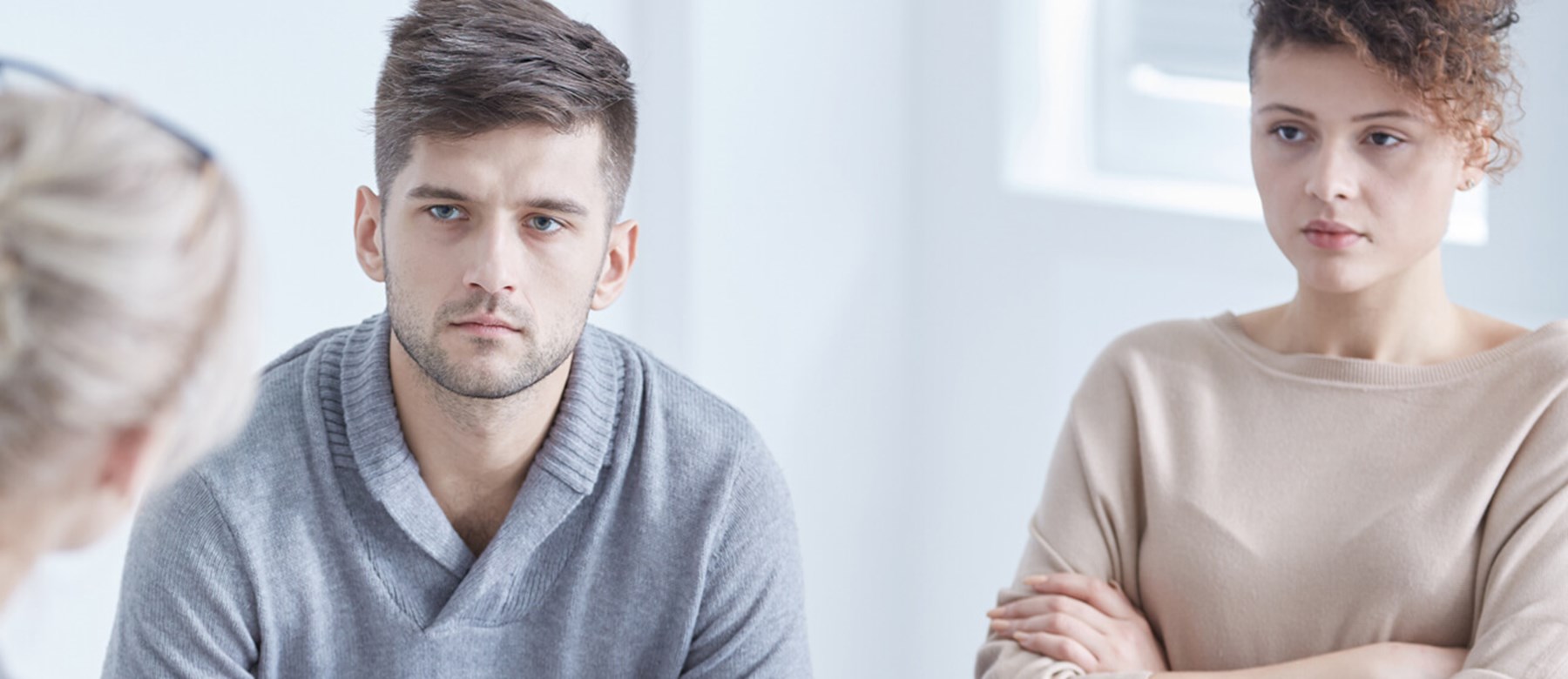 Unhappy Couple in Mediation Session