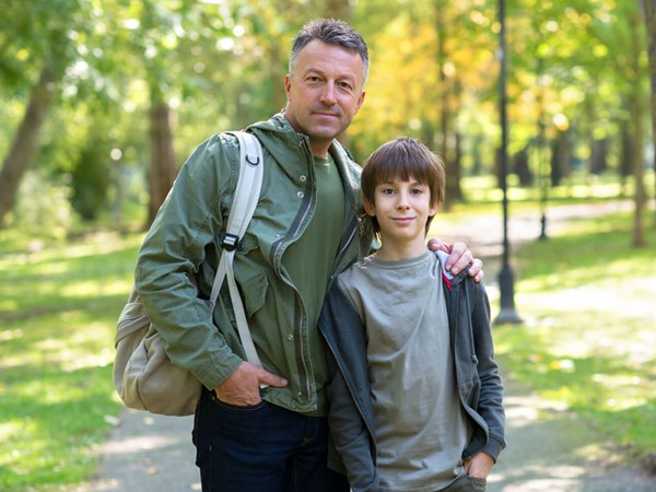 Father and Son in Park
